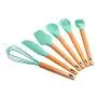 Rusily Silicone Cooking Utensils Set Kitchen Utensil Set Of 6Pcs Wooden Cookin Kitchenware Set Nonstick Kitchen Cooking Spoon Shovel