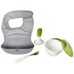 OXO Tot Mealtime On-The-Go Value Set with Roll-up Bib, Food Masher, and Feeding Spoon with Case