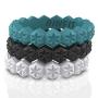 Rinfit Designed Silicone Wedding Ring for Women Set of Thin & Stackable Rings. 3 Rings Pack. Comfortable, Soft Rubber Wedding Bands.