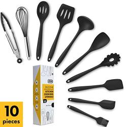 Klee 10-Piece Non-Stick Silicone Kitchen Utensil Set, Black