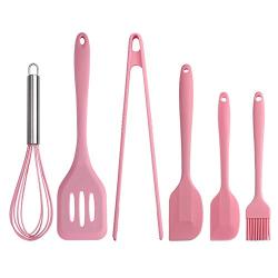 Yuybei-Home Silicone kitchenware 6-Piece Pink Silicone Baking Set Durable Silicone Heat Resistant 446°F Seamless Non-Stick Kitchen Mixing Cooking Baking Utensils Nonstick Heat Resistant Tools