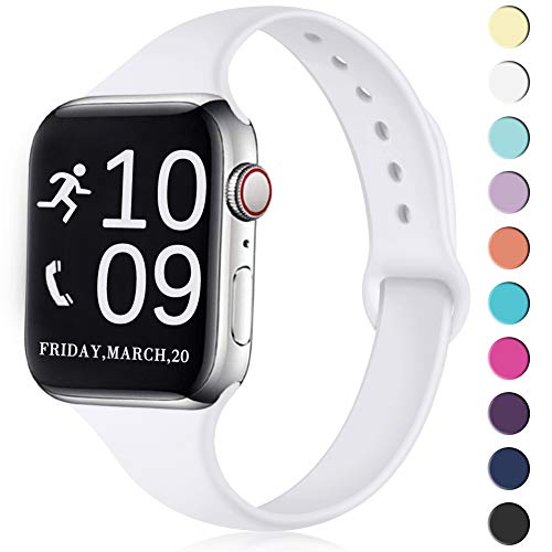 Zekapu Sport Band Compatible for Apple Watch 38mm 42mm 40mm 44mm, Soft Silicone Narrow Slim Sport Replacement Wristband for iWatch Series 5, Series 4, Series 3, Series 2, Series 1 Women