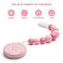 Baby Teething Toys BPA Free Silicone Teether Chew Egg with Pacifier Clip Cute and Effective Pain Relief Pink Cookie for Stylish Girl