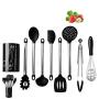 9Pcs Silicone Kitchenware Cooking Spoon Soup Ladle Egg Spatula Kitchen Tools Cooking Utensil Set Dinnerware Tools,Black