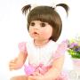 PURSUEBABY Doll Washable Full Body Reborn Toddler Girl Doll Opened Mouth Abby, 22 Inch Adorable Real Life Baby Dolls with Plugin Pacifier Toy Gift Set (Pink Clothes)