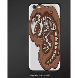 Case for Apple iPhone 6 and iPhone 6s,Shock-Absorption Bumper Cover,Anti-Scratch Back,Dinosaur,T Rex in The Ground Clip Art Style Dead Bones Archeology Prehistory Theme,Brown White