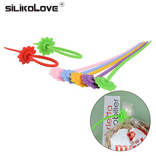 Cells world Silikolove 12pcs /lot Kitchenware Silicone Bag Ties, All-purpose Multi-use Bag Clip, Bread Tie, Food Saver