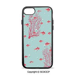 SCOCICI Non-Slip Drop Protection Smart Cell Phone Case Aquatic Pattern with Little Cute Fishes and Coral Reef Bubbles Water Compatible with iPhone 7