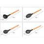 SKYyao Kitchen utensil set Wooden Handle Silicone Kitchenware 9-piece set non-stick spatula spoon set beech wood + Silica gel