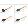 SKYyao Kitchen utensil set Wooden Handle Silicone Kitchenware 9-piece set non-stick spatula spoon set beech wood + Silica gel