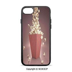 SCOCICI Non-Slip Drop Protection Smart Cell Phone Case Retro Style Popcorn Art Image Home Cafe Design Kitchenware Cardboard Vintage Cinema Compatible with iPhone 8