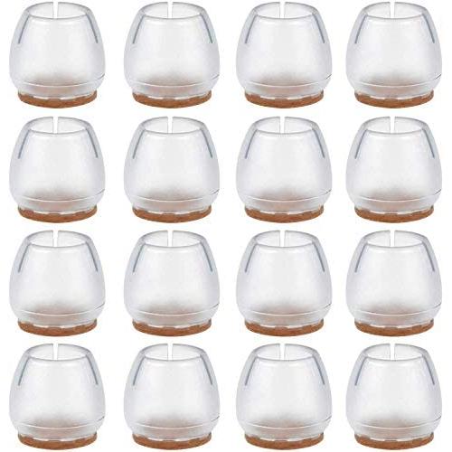 Dokpav 16pcs Silicone Chair Leg Caps Furniture Table Feet Pads Anti-Slip Table Covers Fit for Diameter 25-29mm Chair Desk Feet, Clear, Round
