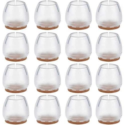 Dokpav 16pcs Silicone Chair Leg Caps Furniture Table Feet Pads Anti-Slip Table Covers Fit for Diameter 25-29mm Chair Desk Feet, Clear, Round