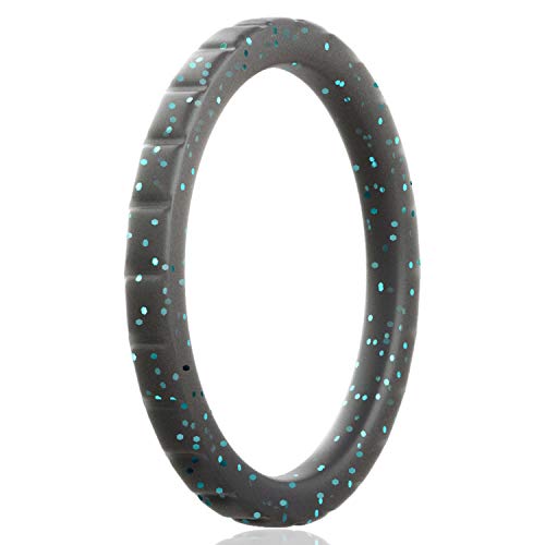 ThunderFit Womens Thin Square Diamond Rings, 8 Rings / 4 Rings / 1 Ring | Stackable Silicone Wedding Rings 2.8mm Wide - 2mm Thick