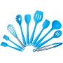 Silicone Kitchenware Set of 10 Cooking Tools Nonstick Cookware Set, Cooking Gadget, Turner, Egg Beater, blue