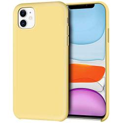 Anuck iPhone 11 Case, Anti-Slip Liquid Silicone Gel Rubber Bumper Case with Soft Microfiber Lining Cushion Slim Hard Shell Shockproof Protective Case Cover for Apple iPhone 11 6.1" 2019 - Yellow