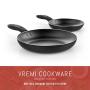 Vremi 15 Piece Nonstick Cookware Set - Durable Aluminum Pots and Pans with Cooking Utensils - Oven Safe Multi Quart Enameled Saucepans Dutch Ovens and Fry Pans with Glass Lid - Black