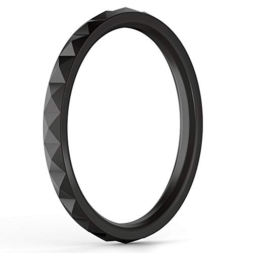 ThunderFit Thin and Stackable Silicone Rings, 8 Rings / 4 Rings / 1 Ring - Silicone Wedding Bands for Women - Diamond Pattern