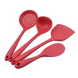 HUShjsd Silicone Kitchenware Set Of 4, Non-stick Silicone Kitchenware Set Green Cooking Shovel Spoon Tool Kitchen Utensils