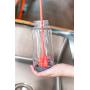Silicone Bottle Brush with Long Handle, Kitchenware, Bottle Cleaner, for Glass Bottle, Baby Bottle, Sports Bottle, Vacuum Bottle, Jugs, Cups, 12.5 Inches (Red)