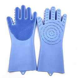 Everymony Home Kitchenware Silicone Cleaning Dish Heat Reusable Silicone Gloves (Blue)