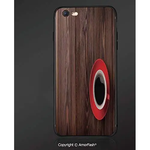 iPhone 6s /6 3D Cell Phone TPU Case Silicone Protective Case Cover for iPhone 6s/6,Modern,Fresh Coffee in Mug Cafe Art Image on Rustic Wooden Background Beans Kitchenware Design Decorative,Brown Red