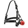 RYOZOCH Silicone Gag with Head Slave Harness Nose Hook Flirting Mouth Gags Sex Toys for Couple Adult Games Unisex Sex Products (Red+Black, 1.5in Ball)