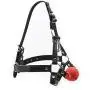 RYOZOCH Silicone Gag with Head Slave Harness Nose Hook Flirting Mouth Gags Sex Toys for Couple Adult Games Unisex Sex Products (Red+Black, 1.5in Ball)
