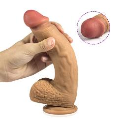 Sex Dildo with Double Layer Silicone, iTrunk High Quality Realistic Dildo with Strong Suction Cup, Penis Imitation Super Sex Toys with Soft Outside and Firm Inside for Women(7 inch)
