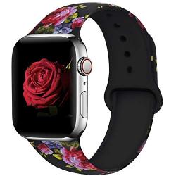 EXCHAR Compatible with Apple Watch Band 40mm 38mm 44mm 42mm Fadeless Pattern Printed Floral Bands Silicone Replacement Band for iWatch Series 5 Series 4/3/2/1 for Women Men