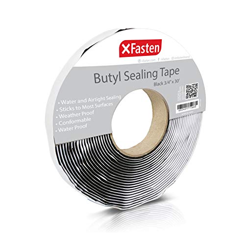 XFasten Black Butyl Seal Tape 1/8-Inch x 3/4-Inch x 30-Foot Leak Proof Putty Tape for RV Repair, Window, Boat Sealing, Glass and EDPM Rubber Roof Patching