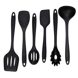 6 Pcs Kitchenware Silicone Kitchen Utensils Set Heat Resistant Cooking Tools In Color Black Kitchen Helper Hot Sale,Kt009
