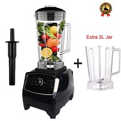 3Hp 2200W Heavy Duty Commercial Blender Mixer Juicer High Power Food Processor Ice Smoothie Bar Fruit Electric Blender,Black Extra Jar,Us Plug