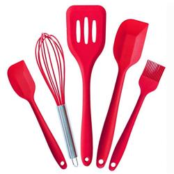 XIAMEND 5 Sets Of Silicone Kitchenware Baking Tools Scraper Cake Tools (Color : Red)