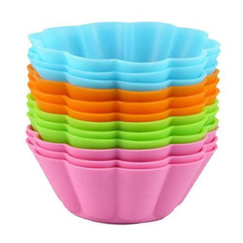 Bakerpan Silicone Cupcake Holders, Baking Cups, Flower Shape, 12 Pack