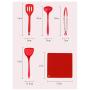 5 Sets of Shovel Spoon Silicone Kitchenware Nonstick Cookware Set Cooking Shovel Spoon Tool Color,Red
