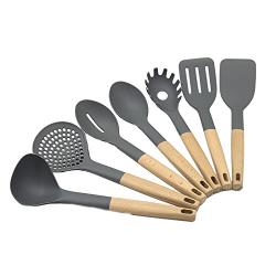 Shop Sport 7 Pcs Wooden Handle Silicone Kitchenware Outdoor Camping Tableware Portable Multi Cooking Tools