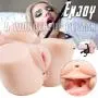 Double Holes Silicone Dolls Mens Ad-ULT Toys, Ergonomic Design Silicone Artificial 3D Realistic Lifelike Toys for Men Male with 2 Entries Cup Underwear Toys, T-Shirt