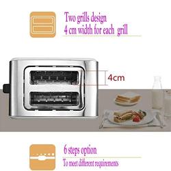 QIN.J.FANG-Kitchen Toaster 2 slice Breakfast machine,Stainless steel 4cm Extra Wide Slots,800W,Gray