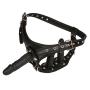 Strap On With Three Removable Dildo Black Leather Wearable Silicone Dildo Sex Toy for Women