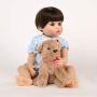 Yesteria Full Silicone Reborn Baby Dolls with Toy Puppy 22 Inches Realistic Newborn Blue Baby Jumpsuit