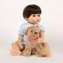 Yesteria Full Silicone Reborn Baby Dolls with Toy Puppy 22 Inches Realistic Newborn Blue Baby Jumpsuit