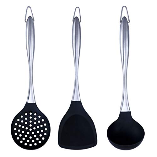 MCGMXG 3 PCS Silicone Kitchenware Cooking Tools Sets Spoon Soup Spatula Colander Kitchen Tools Cooking Utensil Set Dinnerware Tools Best Kitchen Gadgets for Gift