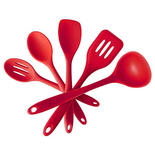Jiyaru 5 pcs Nonstick Cookware Silicone Kitchen Utensils Heat Resistant Cooking Kitchenware Set