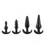 Medical Silicone Trainer Kit,Beginner Set,4pcs/Set Soft Plugs Toys for Women and Men (Black)