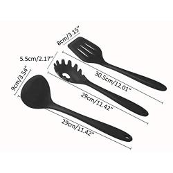 Jiyaru 10 pcs Silicone Kitchen Utensils Heat Resistant Cooking Baking Kitchenware Set Black
