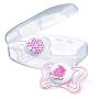 Chicco PhysioForma Light Day & Night including Glow In Dark Pacifier for Babies 0-6m, Pink, Orthodontic Nipple, BPA-Free, 2-count in Sterilizing Case