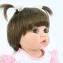 PURSUEBABY Doll Washable Full Body Reborn Toddler Girl Doll Opened Mouth Abby, 22 Inch Adorable Real Life Baby Dolls with Plugin Pacifier Toy Gift Set (Pink Clothes)
