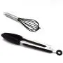 Premium Quality Silicone Kitchen Utensil Set, Heat Resistant, Hygienic, Non Stick, Durable Baking Gift Utensils, 5 pack, Slotted Turner, Tongs, Spatula, Whisk and Basting Brush (Black)