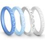 ThunderFit Womens Triangle Diamond Stackable Rings 4 Pack Thin Silicone Wedding Rings - 2.5mm Wide - 2mm Thick